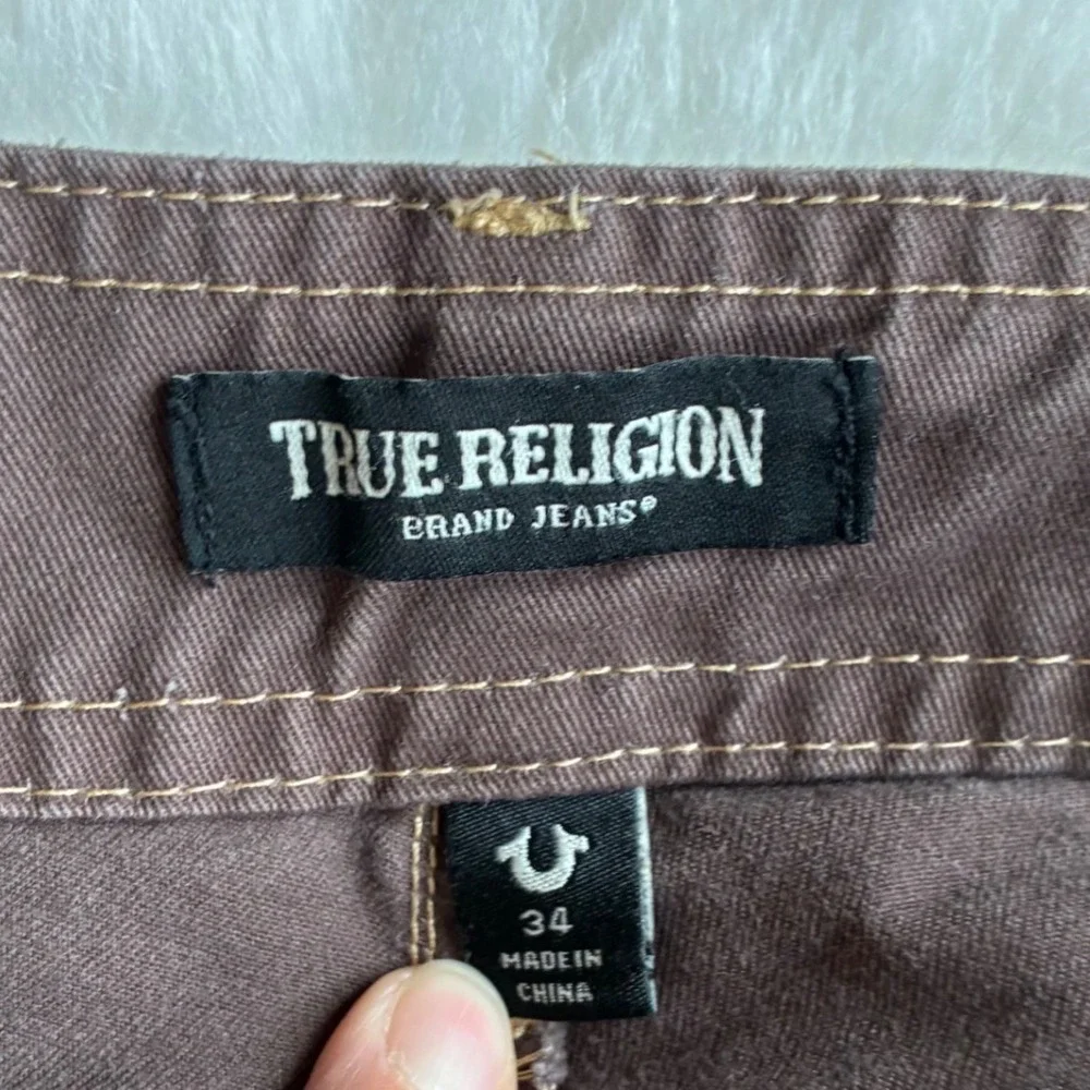 True Religion Mens Brown Cargo Pants 34 Utility Workwear Y2K Straight Leg Cotton